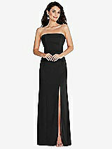 Front View Thumbnail - Black Strapless Scoop Back Maxi Dress with Front Slit