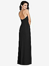 Rear View Thumbnail - Black Strapless Scoop Back Maxi Dress with Front Slit