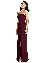 Side View Thumbnail - Cabernet Strapless Scoop Back Maxi Dress with Front Slit