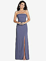 Front View Thumbnail - French Blue Strapless Scoop Back Maxi Dress with Front Slit