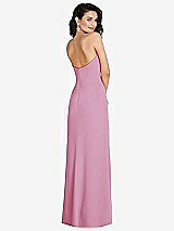 Rear View Thumbnail - Powder Pink Strapless Scoop Back Maxi Dress with Front Slit