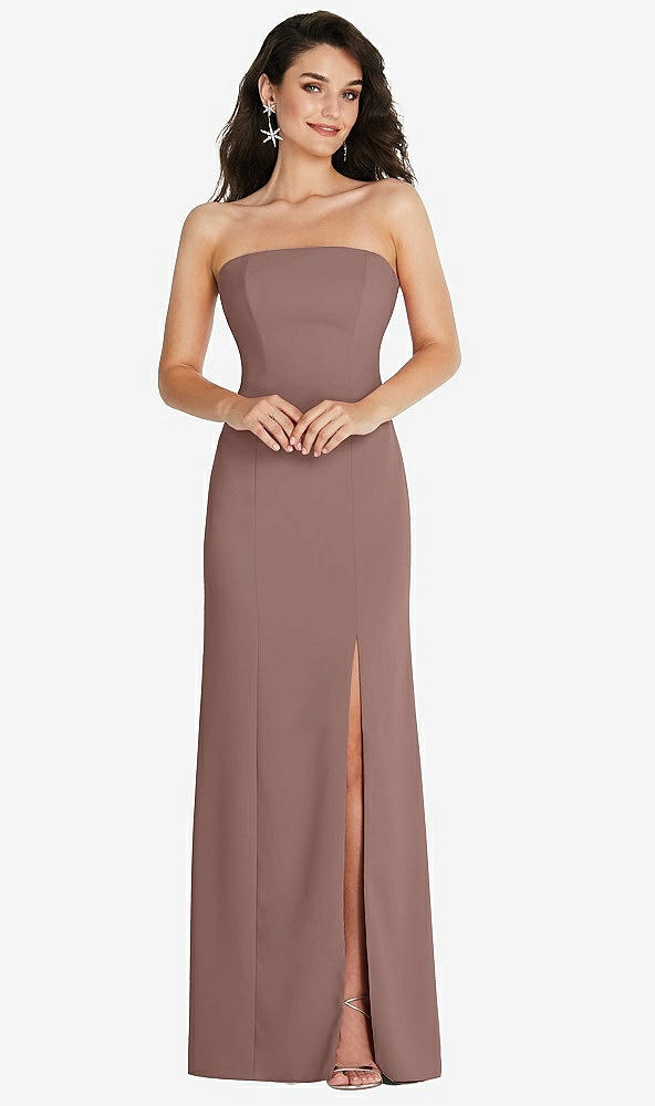Front View - Sienna Strapless Scoop Back Maxi Dress with Front Slit