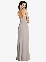 Rear View Thumbnail - Taupe Strapless Scoop Back Maxi Dress with Front Slit