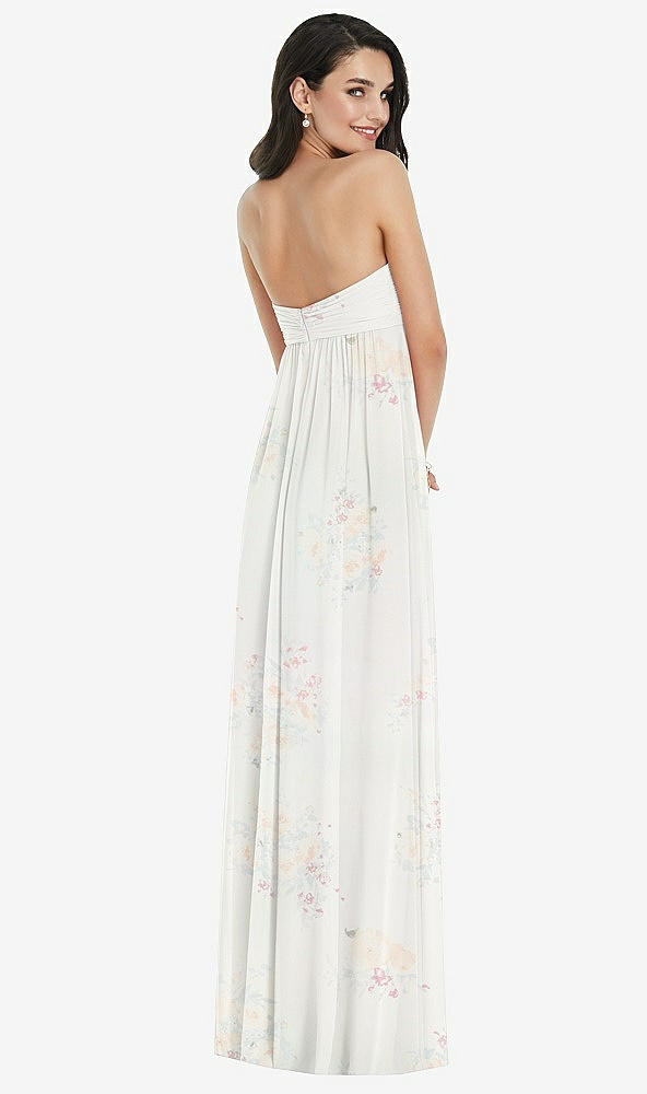 Back View - Spring Fling Twist Shirred Strapless Empire Waist Gown with Optional Straps