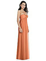 Side View Thumbnail - Sweet Melon Twist Shirred Strapless Empire Waist Gown with Optional Straps