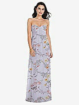 Front View Thumbnail - Butterfly Botanica Silver Dove Twist Shirred Strapless Empire Waist Gown with Optional Straps