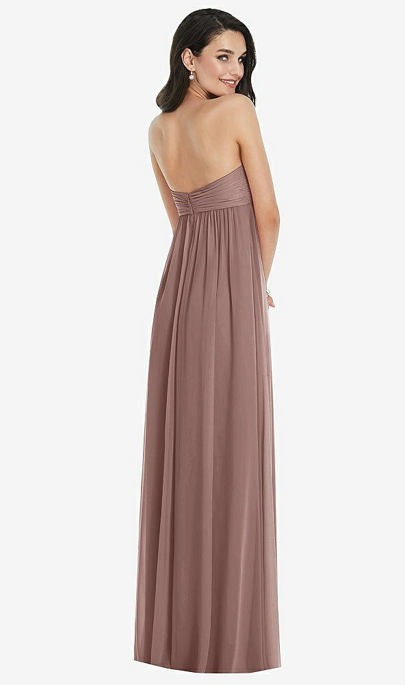 Back View - Sienna Twist Shirred Strapless Empire Waist Gown with Optional Straps