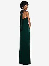 Alt View 1 Thumbnail - Evergreen Draped Satin Grecian Column Gown with Convertible Straps