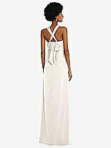 Alt View 2 Thumbnail - Ivory Draped Satin Grecian Column Gown with Convertible Straps