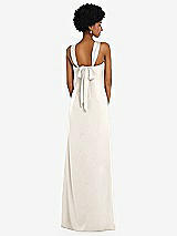 Alt View 3 Thumbnail - Ivory Draped Satin Grecian Column Gown with Convertible Straps