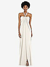 Alt View 4 Thumbnail - Ivory Draped Satin Grecian Column Gown with Convertible Straps