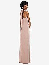 Alt View 1 Thumbnail - Toasted Sugar Draped Satin Grecian Column Gown with Convertible Straps