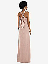 Alt View 2 Thumbnail - Toasted Sugar Draped Satin Grecian Column Gown with Convertible Straps