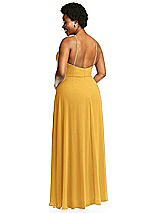 Alt View 3 Thumbnail - NYC Yellow Diamond Halter Maxi Dress with Adjustable Straps