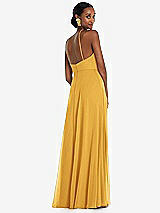 Rear View Thumbnail - NYC Yellow Diamond Halter Maxi Dress with Adjustable Straps