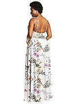 Alt View 3 Thumbnail - Butterfly Botanica Ivory Diamond Halter Maxi Dress with Adjustable Straps