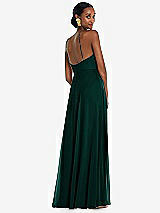 Rear View Thumbnail - Evergreen Diamond Halter Maxi Dress with Adjustable Straps