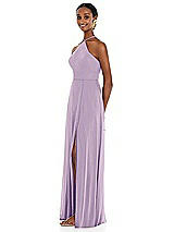 Side View Thumbnail - Pale Purple Diamond Halter Maxi Dress with Adjustable Straps