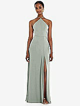 Front View Thumbnail - Willow Green Diamond Halter Maxi Dress with Adjustable Straps