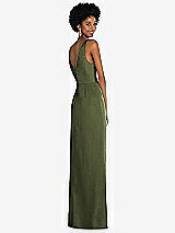 Alt View 3 Thumbnail - Olive Green Faux Wrap Whisper Satin Maxi Dress with Draped Tulip Skirt