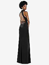 Front View Thumbnail - Black High Neck Backless Maxi Dress with Slim Belt