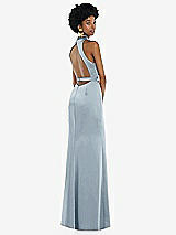 Front View Thumbnail - Mist High Neck Backless Maxi Dress with Slim Belt