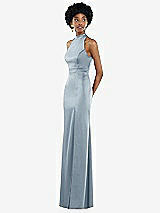 Side View Thumbnail - Mist High Neck Backless Maxi Dress with Slim Belt
