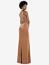 Front View Thumbnail - Toffee High Neck Backless Maxi Dress with Slim Belt