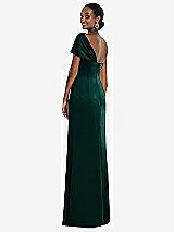Rear View Thumbnail - Evergreen Twist Cuff One-Shoulder Princess Line Trumpet Gown