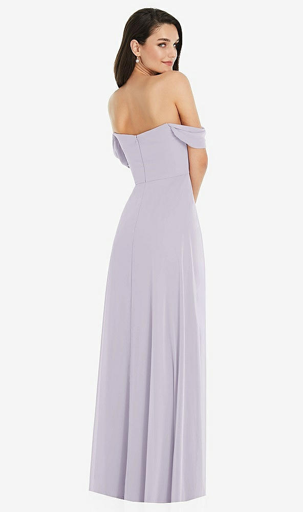 Back View - Moondance Off-the-Shoulder Draped Sleeve Maxi Dress with Front Slit
