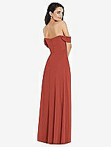 Rear View Thumbnail - Amber Sunset Off-the-Shoulder Draped Sleeve Maxi Dress with Front Slit