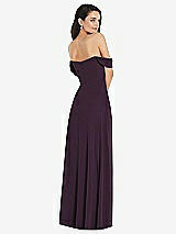Rear View Thumbnail - Aubergine Off-the-Shoulder Draped Sleeve Maxi Dress with Front Slit