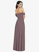 Rear View Thumbnail - French Truffle Off-the-Shoulder Draped Sleeve Maxi Dress with Front Slit