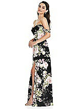 Side View Thumbnail - Noir Garden Off-the-Shoulder Draped Sleeve Maxi Dress with Front Slit