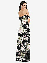 Rear View Thumbnail - Noir Garden Off-the-Shoulder Draped Sleeve Maxi Dress with Front Slit