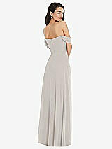 Rear View Thumbnail - Oyster Off-the-Shoulder Draped Sleeve Maxi Dress with Front Slit