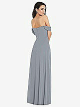 Rear View Thumbnail - Platinum Off-the-Shoulder Draped Sleeve Maxi Dress with Front Slit