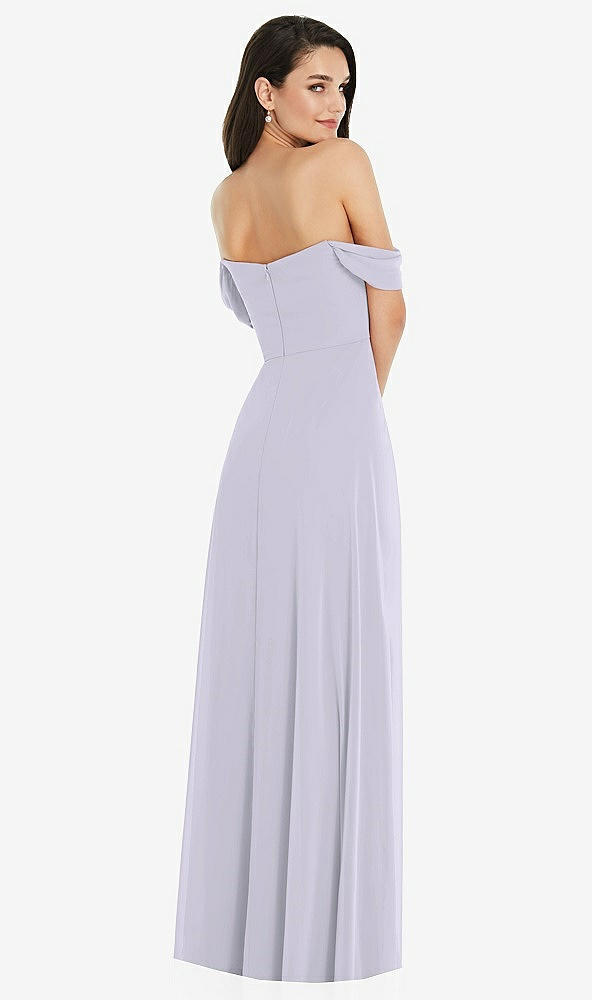 Back View - Silver Dove Off-the-Shoulder Draped Sleeve Maxi Dress with Front Slit