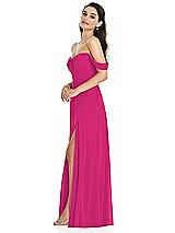 Side View Thumbnail - Think Pink Off-the-Shoulder Draped Sleeve Maxi Dress with Front Slit