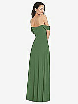 Rear View Thumbnail - Vineyard Green Off-the-Shoulder Draped Sleeve Maxi Dress with Front Slit
