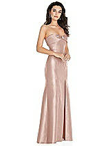 Side View Thumbnail - Toasted Sugar Bow Cuff Strapless Princess Waist Trumpet Gown