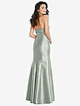 Rear View Thumbnail - Willow Green Bow Cuff Strapless Princess Waist Trumpet Gown
