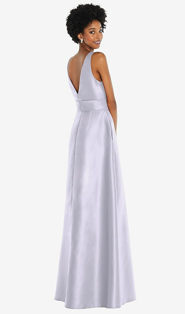 Back View - Silver Dove Jewel-Neck V-Back Maxi Dress with Mini Sash