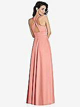 Rear View Thumbnail - Rose - PANTONE Rose Quartz Shirred Shoulder Criss Cross Back Maxi Dress with Front Slit