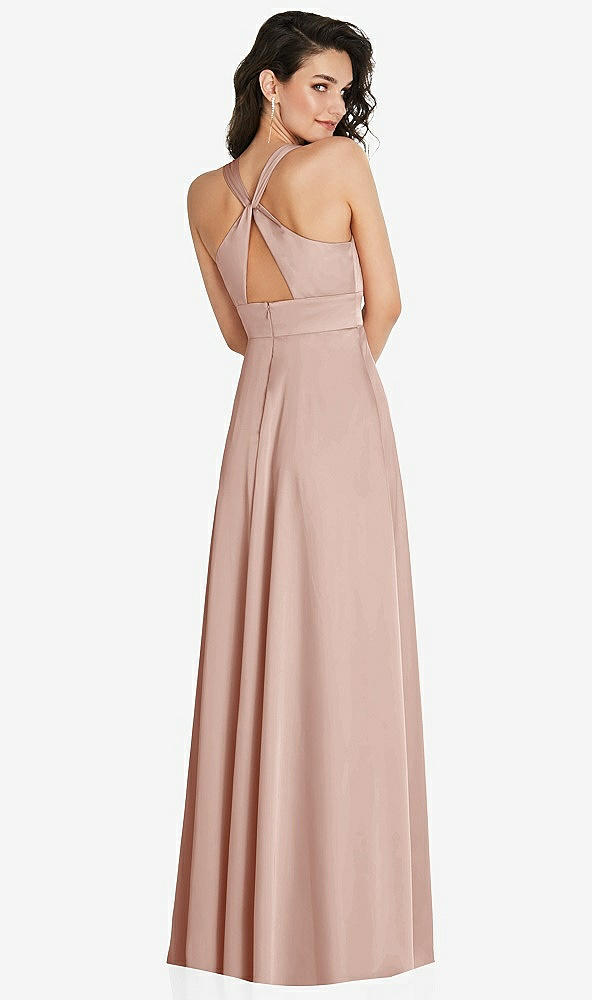 Back View - Toasted Sugar Shirred Shoulder Criss Cross Back Maxi Dress with Front Slit