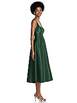 Side View Thumbnail - Hampton Green Square Neck Full Skirt Satin Midi Dress with Pockets
