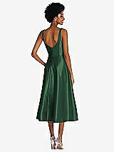 Rear View Thumbnail - Hampton Green Square Neck Full Skirt Satin Midi Dress with Pockets