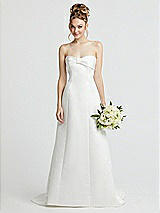 Front View Thumbnail - Off White Bow Cuff Strapless Princess Wedding Dress with Pockets