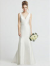 Front View Thumbnail - Ivory Pearl Trimmed V-Neck Mermaid Wedding Dress