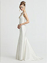 Side View Thumbnail - Ivory Pearl Trimmed V-Neck Mermaid Wedding Dress